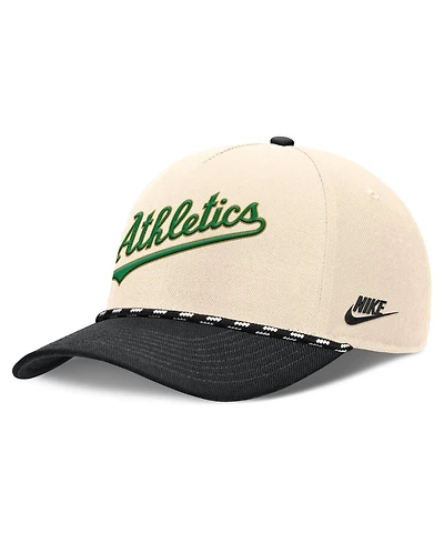 Nike Men's Natural/Black Oakland Athletics Cooperstown Collection Rise Adjustable Hat