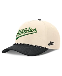 Nike Men's Natural/Black Oakland Athletics Cooperstown Collection Rise Adjustable Hat