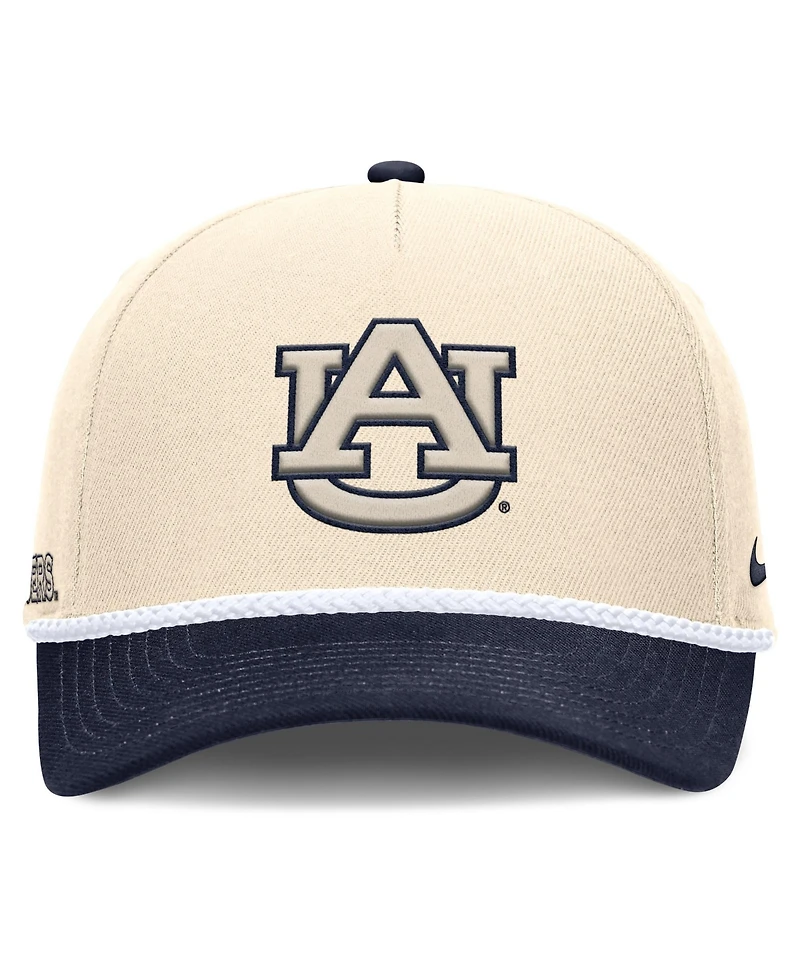 Men's and Women's Nike Natural Auburn Tigers 2026 Primetime Natural 5-Panel Rope 2-Tone Rise Hat
