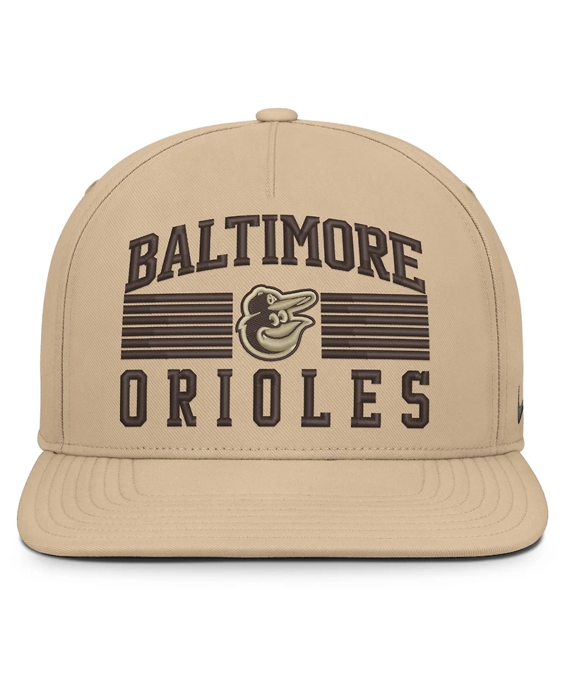 Nike Men's Khaki Baltimore Orioles Desert Pro AeroBill Dri-fit Snapback Hat