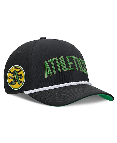 Men's Nike Black Oakland Athletics Cooperstown Collection Rise Adjustable Hat
