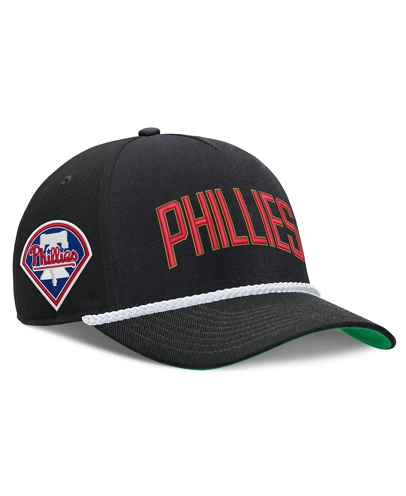 Men's Nike Black Philadelphia Phillies Cooperstown Collection Rise Adjustable Hat