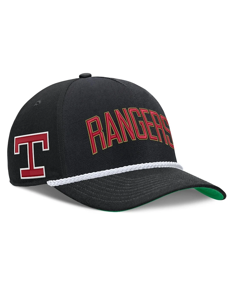 Men's Nike Black Texas Rangers Cooperstown Collection Rise Adjustable Hat