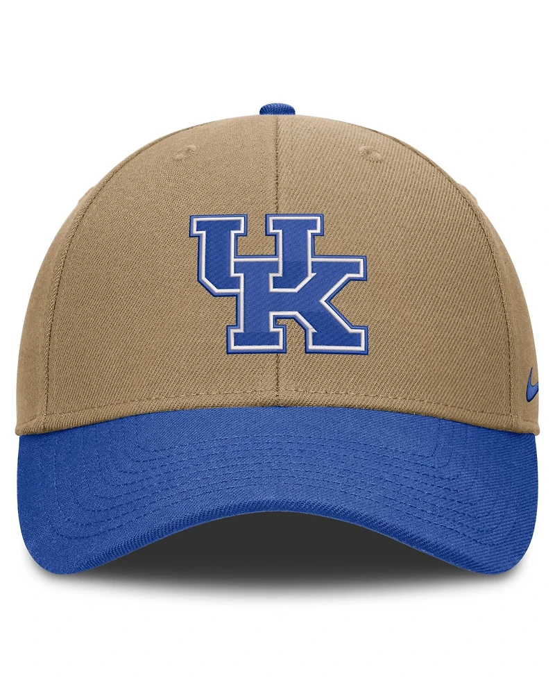 Men's and Women's Nike Beige/Royal Kentucky Wildcats Primetime Rise Dri-fit Adjustable Hat