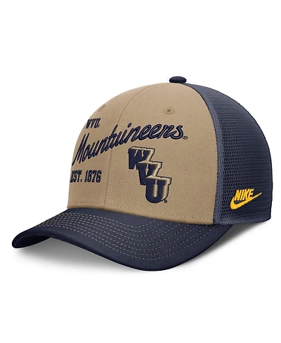Nike Men's and Women's Beige/Navy West Virginia Mountaineers Legacy Rise Trucker Adjustable Hat