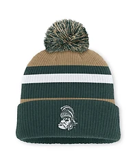 Men's and Women's Nike Forest Green/Beige Michigan State Spartans Legacy Striped Cuffed Knit Hat with Pom