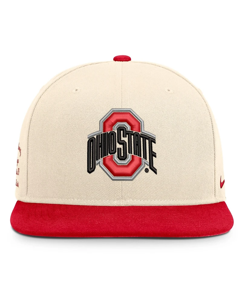 Nike Men's and Women's Natural/Scarlet Ohio State Buckeyes Campus Prep Snapback Hat
