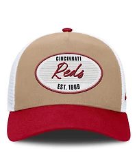 Men's Nike Khaki/Red Cincinnati Reds Rise A-Frame Trucker Adjustable Hat