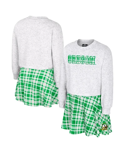 Colosseum Big Girls White Oregon Ducks Marceline Plaid Skirt and Top Set