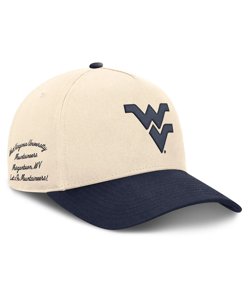 Nike Men's and Women's Natural/Navy West Virginia Mountaineers Campus Prep Rise Adjustable Hat