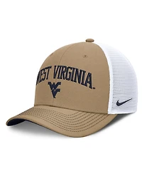 Nike Men's and Women's Beige/Navy West Virginia Mountaineers Primetime Arched Trucker Adjustable Hat