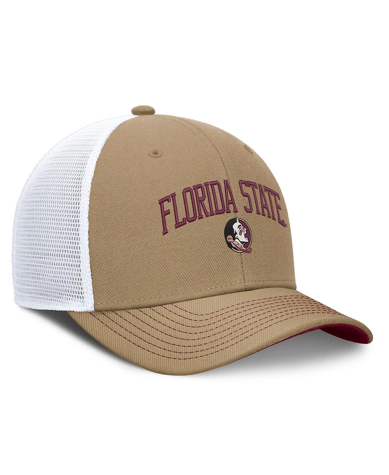 Nike Men's and Women's Beige/Garnet Florida State Seminoles Primetime Arched Trucker Adjustable Hat