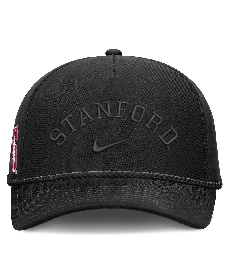 Nike Men's and Women's Black Stanford Cardinal Campus Prep Tonal Rope Rise 5-Panel Adjustable Hat