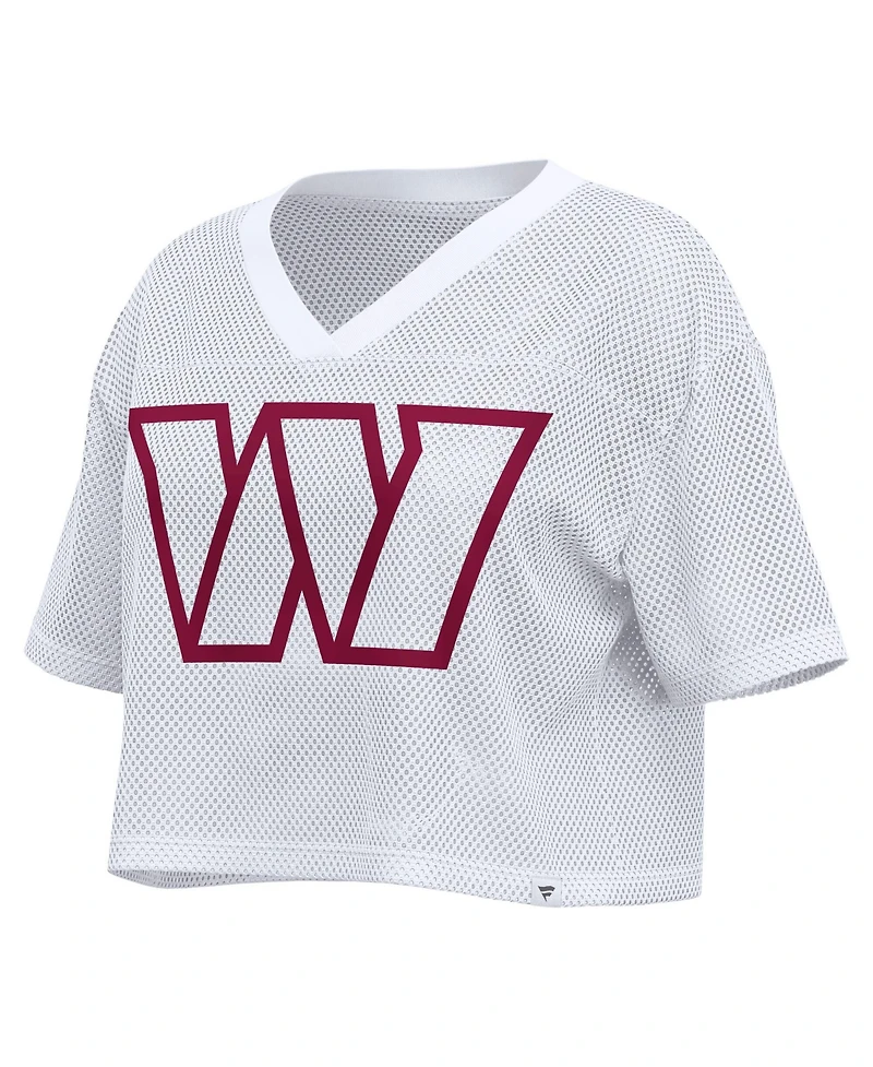 Fanatics Women's Washington Commanders Oversized Mesh Cropped V-Neck Jersey