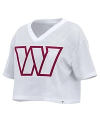 Fanatics Women's Washington Commanders Oversized Mesh Cropped V-Neck Jersey