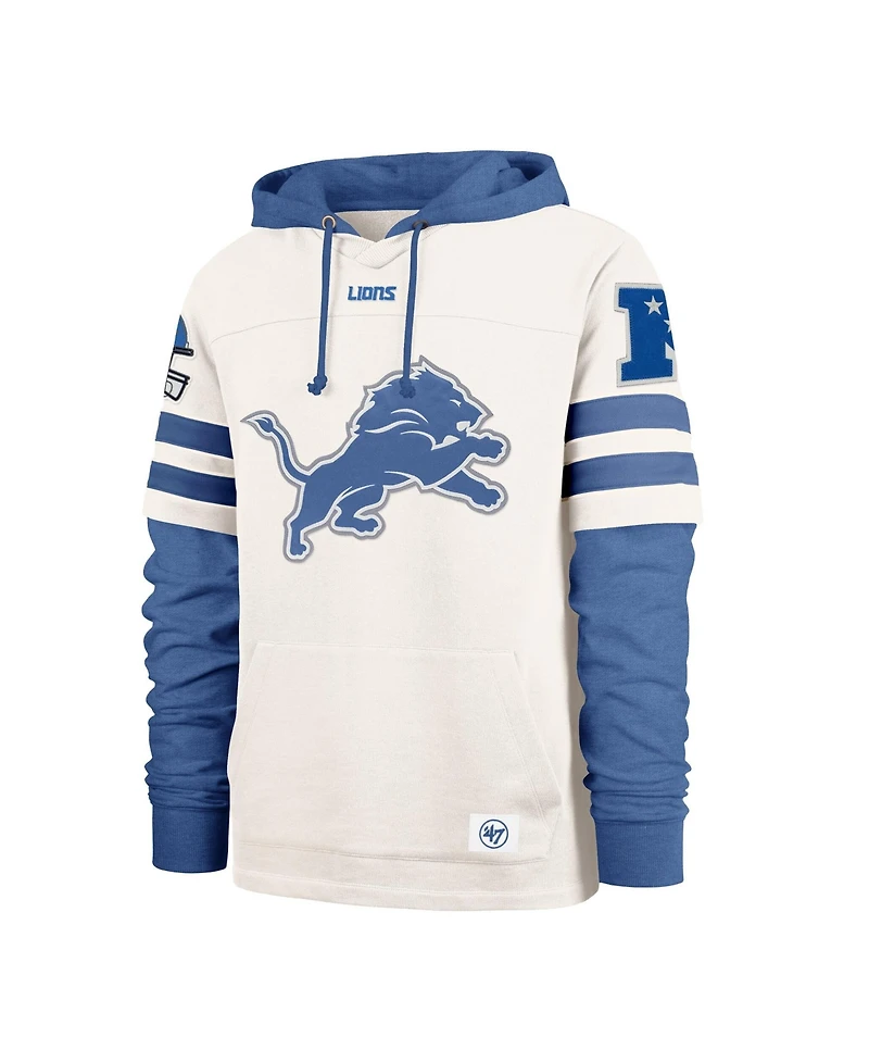 47 Brand Men's Cream Detroit Lions Split Zone Cornerback Duo Lacer Hoodie