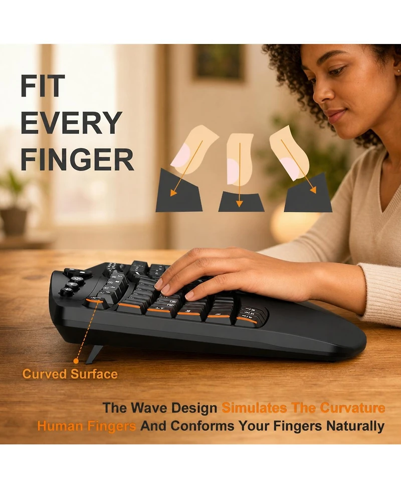 Lofree Wireless Ergonomic Silent Keyboard and Mouse Combo