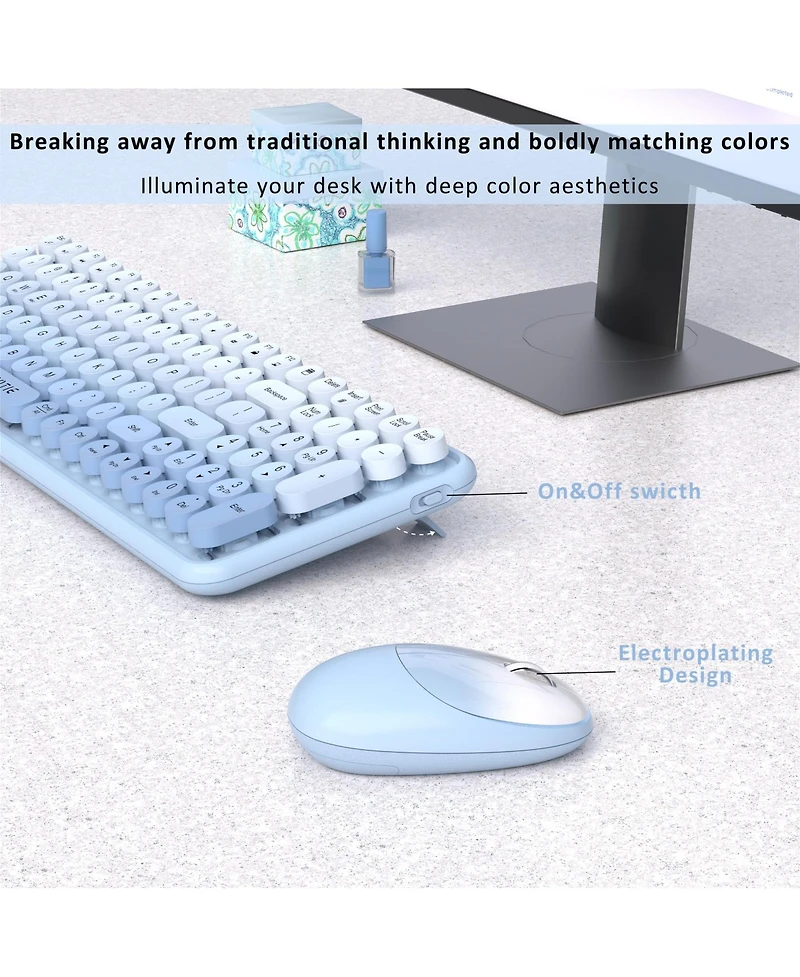 Lofree Retro Typewriter Style Wireless Clicky Keyboard and Mouse Combo, Compatible with Windows macOS