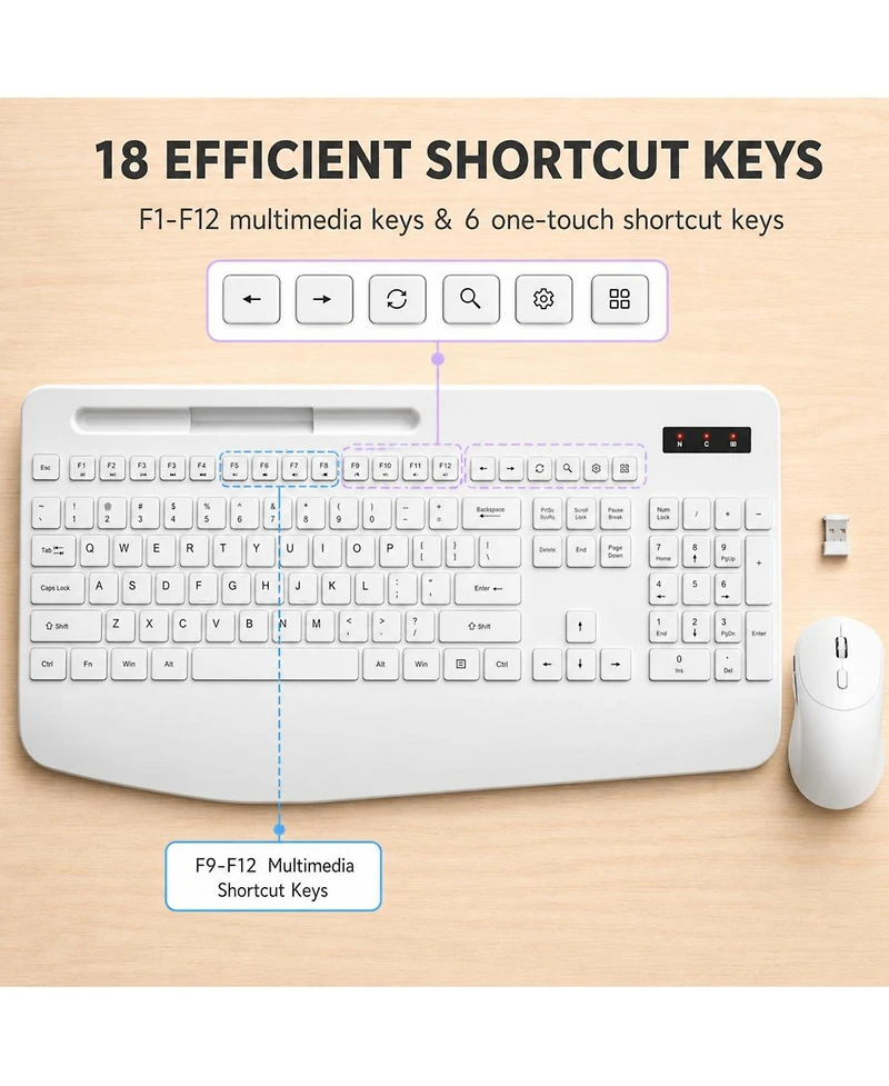Lofree Wireless Ergonomic Keyboard and Mouse Combo, 3-Level Dpi, Compatible with Mobile Devices and Computers