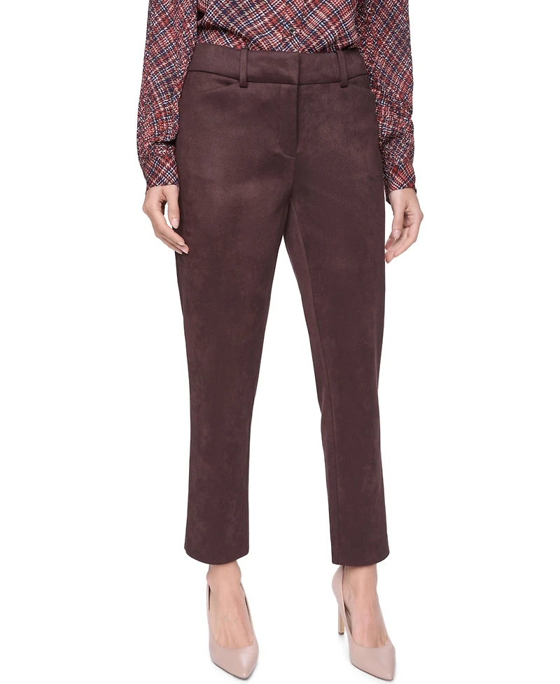 Tommy Hilfiger Women's Mid-Rise Straight Faux Suede Pants