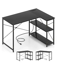 Slickblue L Shaped Corner Desk 47 Inch with Adjustable Storage Shelves