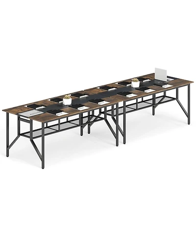 Sugift 71-Inch Rectangular Conference Table with Mesh Storage Shelf