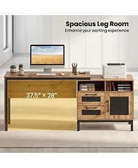 Sugift 71-Inch Computer Desk with Open Compartments and Drawers