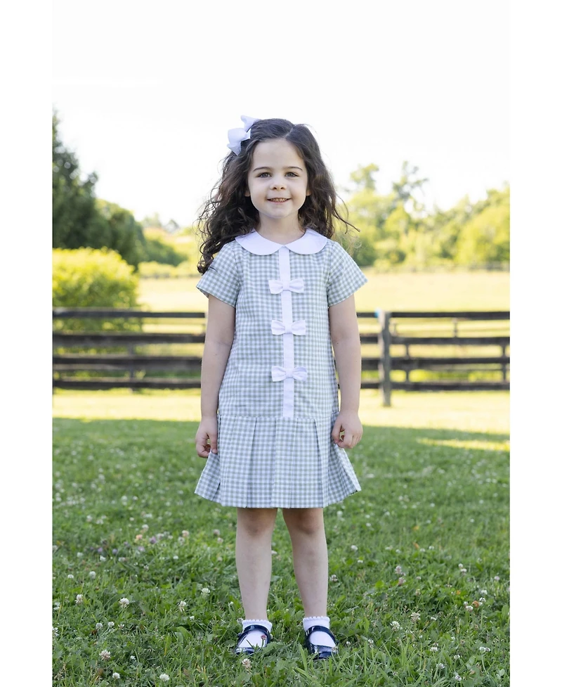 Florence Eiseman Big Girls (7-10) Check Dress with Pleated Skirt And Bows