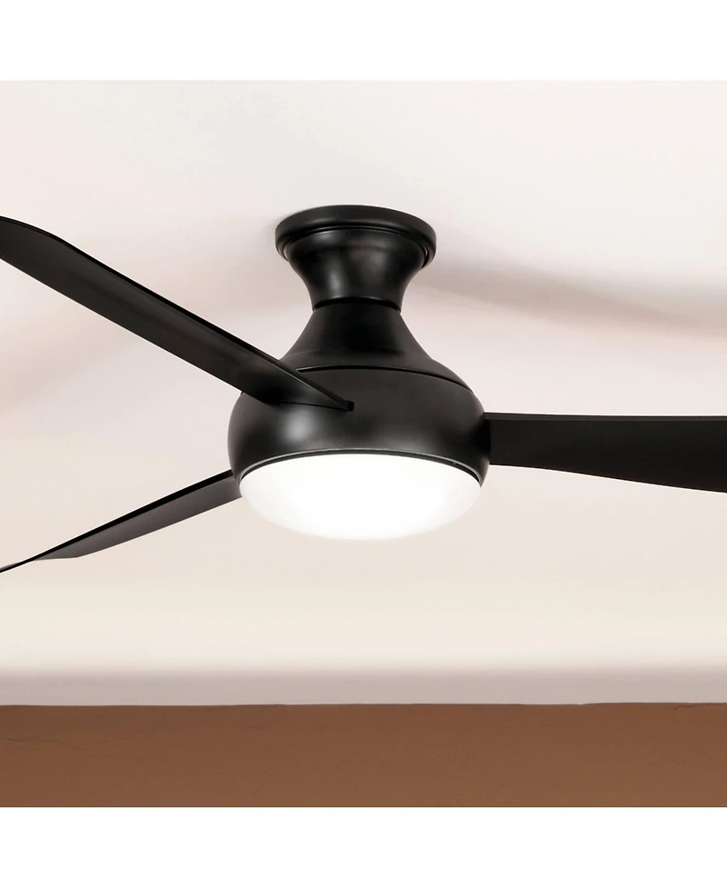 54" Kichler Ample Satin Black Led Outdoor Ceiling Fan with Remote