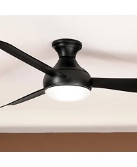 54" Kichler Ample Satin Black Led Outdoor Ceiling Fan with Remote