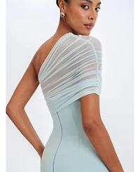 Miss Circle Women's Phoebe One-Shoulder Ruched Mesh Mini Dress