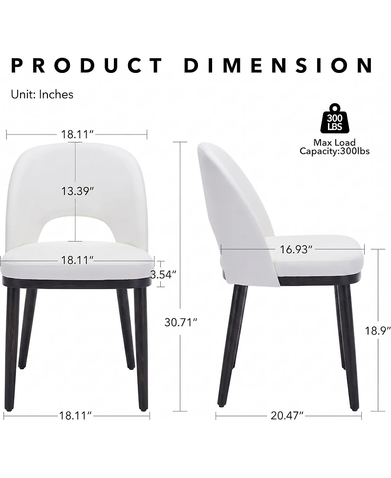 Modern Upholstered Dining Chairs Set of 2, Linen Seat, Thick Cushion, Curved Backrest, Sturdy Wood Legs, Ideal for Dining Room, Restaurant, or Cafe