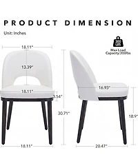 Modern Upholstered Dining Chairs Set of 2, Linen Seat, Thick Cushion, Curved Backrest, Sturdy Wood Legs, Ideal for Dining Room, Restaurant, or Cafe