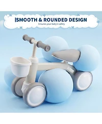 Baby Balance Bike Toys for 1 Year Olds 12-24 Months, Balance Bike with Soft Seat and Front Basket, No Pedal 4 Silence Wheels First Riding Toys