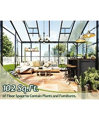 12 x 12 ft Aluminum Frame Polycarbonate Greenhouse, Walk-In Plant House with Door and Windows for Backyard Garden Patio, Black