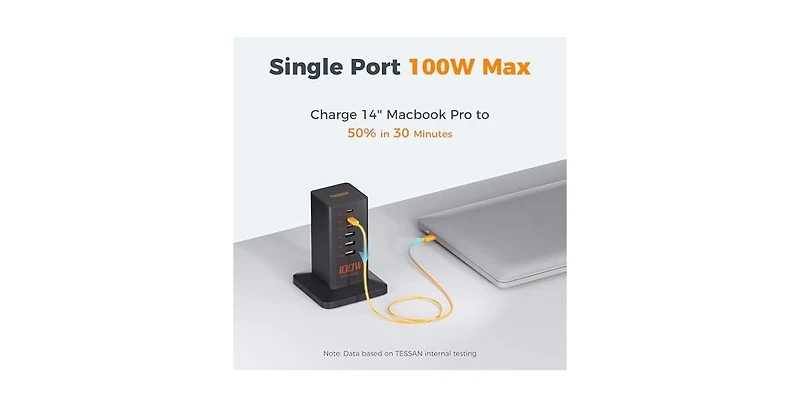 Tessan Multi-Port Usb Charging Station with 6-in-1, 100W, 3 Usb-c for Home, Office and Travel