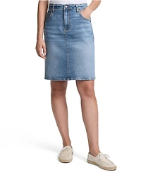 Lands' End Women's Soft Denim Classic 5 Pocket Above the Knee Skirt