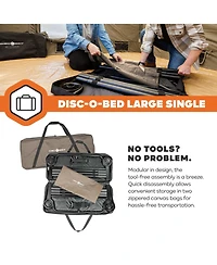 Disc-o-Bed Single Cot, Portable Sleep Solution for Tents and Cabins, Tan, Large