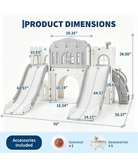 10-in-1 Freestanding Double Toddler Slide, Dual Side-by-Side Slide for Indoor Outdoor Playground, Hdpe Sturdy Climber Playset for Children Ages 1-3