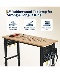 48 x 20 in Electric Height Adjustable Standing Desk with Side Pegboard, Home Office Computer Workstation with Open Shelf, Walnut