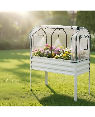 48x24x55in Raised Garden Bed with Legs, Steel Planter Box Insect Net Cover and Watering Sprinkler, for Vegetables Herbs Patio Balcony, 3 colors