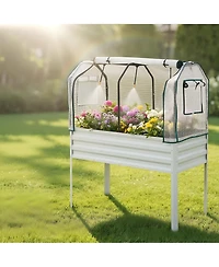 48x24x55in Raised Garden Bed with Legs, Steel Planter Box Insect Net Cover and Watering Sprinkler, for Vegetables Herbs Patio Balcony, 3 colors