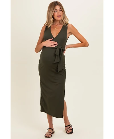 Pinkblush Women's Olive Sleeveless Wrap Midi Dress