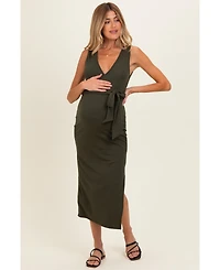 Pinkblush Women's Olive Sleeveless Wrap Midi Dress