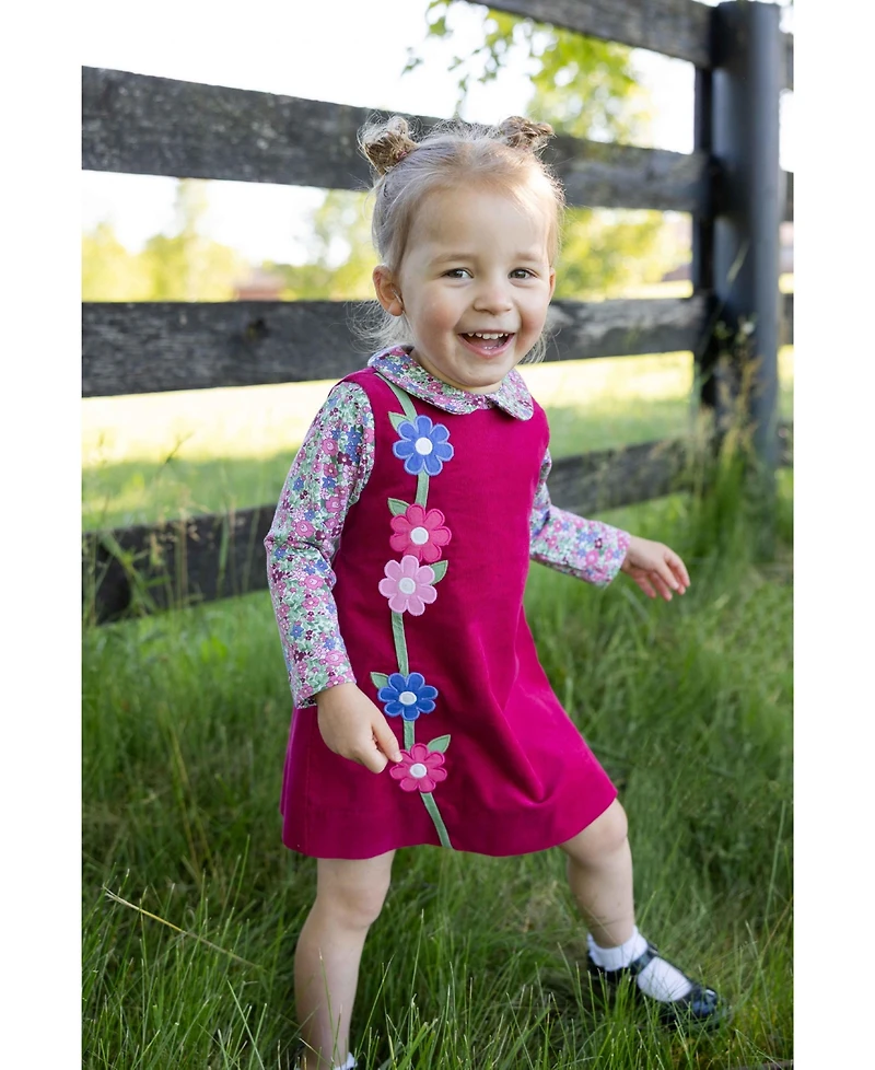 Florence Eiseman Little Girls ( 4-6X) Corduroy Jumper with Flower Dress