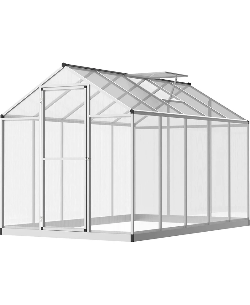 6 x Ft Walk-in Aluminum Greenhouse with Sections, Outdoor Garden Plant House for Backyard Patio and Balcony