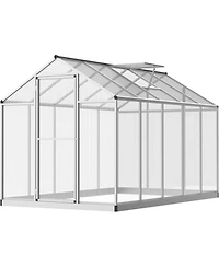 6 x Ft Walk-in Aluminum Greenhouse with Sections, Outdoor Garden Plant House for Backyard Patio and Balcony