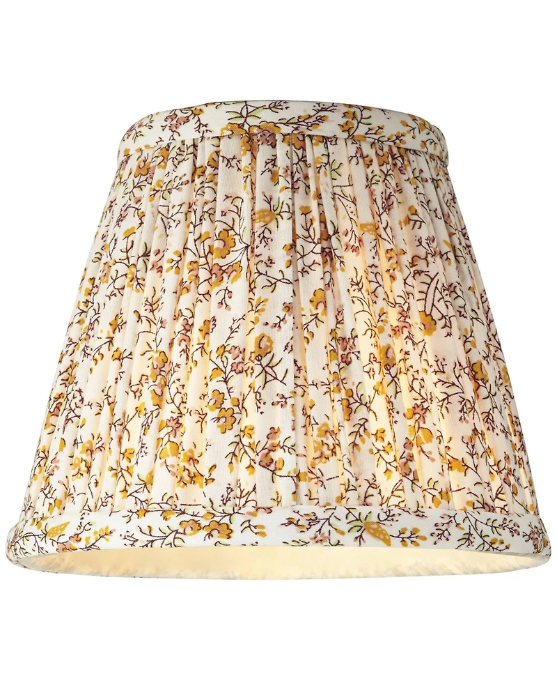Springcrest 3 1/2" Top x 6" Bottom x 5" High x 5" Slant Print Lamp Shade Replacement Set of 4 Goldenrod Floral Clip On Candelabra