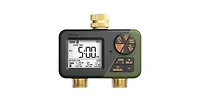 Tessan Brass 2-Zone Programmable Sprinkler Timer with Large Display, Rain Delay and Manual Watering