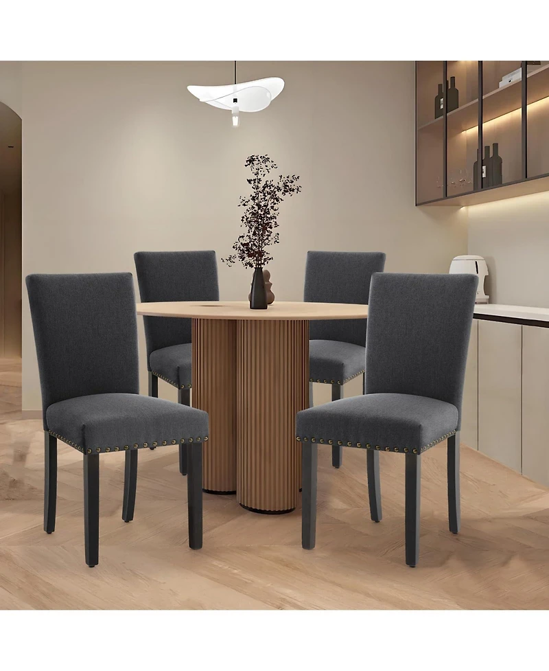 homfan Dining Chairs Set of 2, Fabric Parsons Chairs with Nailhead Trim, Padded Cushion and Wooden Legs for Kitchen & Living Room